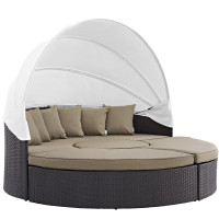 Modway EEI-2173-EXP-MOC-SET Convene Canopy Outdoor Patio Daybed in Espresso Mocha
