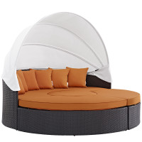 Modway EEI-2173-EXP-ORA-SET Convene Canopy Outdoor Patio Daybed in Espresso Orange