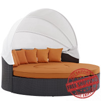 Modway EEI-2173-EXP-ORA-SET Convene Canopy Outdoor Patio Daybed in Espresso Orange