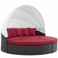 Modway EEI-2173-EXP-RED-SET Convene Canopy Outdoor Patio Daybed in Espresso Red