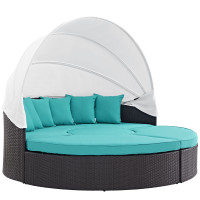 Modway EEI-2173-EXP-TRQ-SET Convene Canopy Outdoor Patio Daybed in Espresso Turquoise