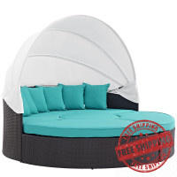 Modway EEI-2173-EXP-TRQ-SET Convene Canopy Outdoor Patio Daybed in Espresso Turquoise