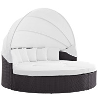 Modway EEI-2173-EXP-WHI-SET Convene Canopy Outdoor Patio Daybed in Espresso White