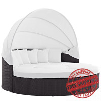 Modway EEI-2173-EXP-WHI-SET Convene Canopy Outdoor Patio Daybed in Espresso White