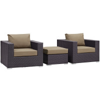 Modway EEI-2174-EXP-MOC-SET Convene 3 Piece Outdoor Patio Sofa Set in Espresso Mocha