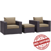 Modway EEI-2174-EXP-MOC-SET Convene 3 Piece Outdoor Patio Sofa Set in Espresso Mocha