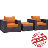 Modway EEI-2174-EXP-ORA-SET Convene 3 Piece Outdoor Patio Sofa Set in Espresso Orange