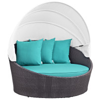 Modway EEI-2175-EXP-TRQ Convene Canopy Outdoor Patio Daybed in Espresso Turquoise