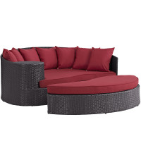 Modway EEI-2176-EXP-RED Convene Outdoor Patio Daybed in Espresso Red
