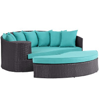 Modway EEI-2176-EXP-TRQ Convene Outdoor Patio Daybed in Espresso Turquoise