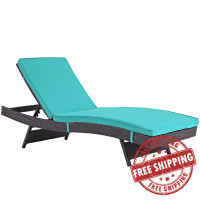 Modway EEI-2179-EXP-TRQ Convene Outdoor Patio Chaise in Espresso Turquoise