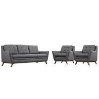 Modway EEI-2184-DOR-SET Beguile 3 Piece Fabric Living Room Set in Gray