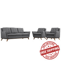 Modway EEI-2184-DOR-SET Beguile 3 Piece Fabric Living Room Set in Gray