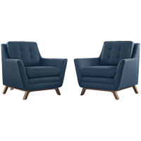 Modway EEI-2185-AZU-SET Beguile 2 Piece Fabric Living Room Set in Azure