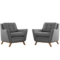 Modway EEI-2185-DOR-SET Beguile 2 Piece Fabric Living Room Set in Gray