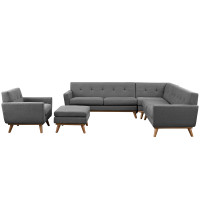 Modway EEI-2186-DOR-SET Engage 5 Piece Sectional Sofa in Expectation Gray