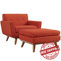 Modway EEI-2187-ATO-SET Engage 2 Piece Armchair and Ottoman in Atomic Red