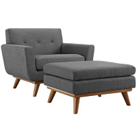 Modway EEI-2187-DOR-SET Engage 2 Piece Armchair and Ottoman in Gray