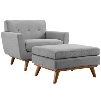 Modway EEI-2187-GRY-SET Engage 2 Piece Armchair and Ottoman in Expectation Gray