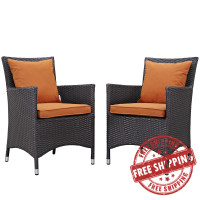 Modway EEI-2188-EXP-ORA-SET Convene 2 Piece Outdoor Patio Dining Set in Espresso Orange