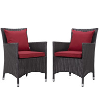 Modway EEI-2188-EXP-RED-SET Convene 2 Piece Outdoor Patio Dining Set in Espresso Red