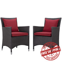 Modway EEI-2188-EXP-RED-SET Convene 2 Piece Outdoor Patio Dining Set in Espresso Red