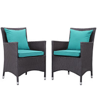 Modway EEI-2188-EXP-TRQ-SET Convene 2 Piece Outdoor Patio Dining Set in Espresso Turquoise