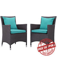 Modway EEI-2188-EXP-TRQ-SET Convene 2 Piece Outdoor Patio Dining Set in Espresso Turquoise