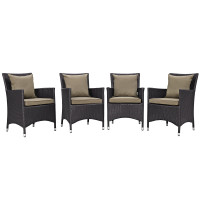 Modway EEI-2190-EXP-MOC-SET Convene 4 Piece Outdoor Patio Dining Set in Espresso Mocha