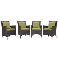 Modway EEI-2190-EXP-PER-SET Convene 4 Piece Outdoor Patio Dining Set in Espresso Peridot