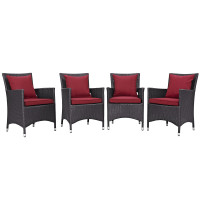 Modway EEI-2190-EXP-RED-SET Convene 4 Piece Outdoor Patio Dining Set in Espresso Red