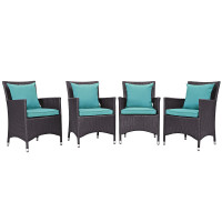 Modway EEI-2190-EXP-TRQ-SET Convene 4 Piece Outdoor Patio Dining Set in Espresso Turquoise