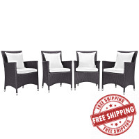 Modway EEI-2190-EXP-WHI-SET Convene 4 Piece Outdoor Patio Dining Set in Espresso White