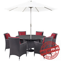 Modway EEI-2194-EXP-RED-SET Convene 8 Piece Outdoor Patio Dining Set in Espresso Red