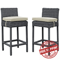 Modway EEI-2197-GRY-BEI-SET Summon 2 Piece Outdoor Patio Sunbrella Pub Set in Antique Canvas Beige