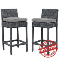 Modway EEI-2197-GRY-GRY-SET Summon 2 Piece Outdoor Patio Sunbrella Pub Set