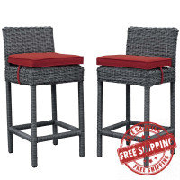 Modway EEI-2197-GRY-RED-SET Summon 2 Piece Outdoor Patio Sunbrella Pub Set