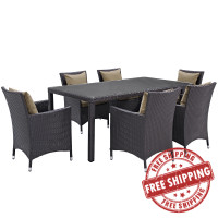 Modway EEI-2199-EXP-MOC-SET Convene 7 Piece Outdoor Patio Dining Set in Espresso Mocha