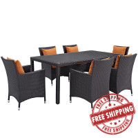 Modway EEI-2199-EXP-ORA-SET Convene 7 Piece Outdoor Patio Dining Set in Espresso Orange