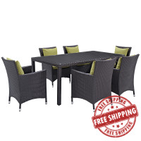 Modway EEI-2199-EXP-PER-SET Convene 7 Piece Outdoor Patio Dining Set in Espresso Peridot