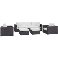 Modway EEI-2200-EXP-WHI-SET Convene 7 Piece Outdoor Patio Sectional Set in Espresso White