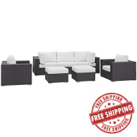 Modway EEI-2200-EXP-WHI-SET Convene 7 Piece Outdoor Patio Sectional Set in Espresso White