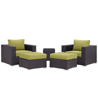 Modway EEI-2201-EXP-PER-SET Convene 5 Piece Outdoor Patio Sectional Set in Espresso Peridot
