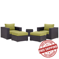 Modway EEI-2201-EXP-PER-SET Convene 5 Piece Outdoor Patio Sectional Set in Espresso Peridot