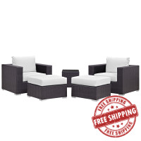 Modway EEI-2201-EXP-WHI-SET Convene 5 Piece Outdoor Patio Sectional Set in Espresso White