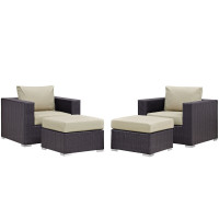 Modway EEI-2202-EXP-BEI-SET Convene 4 Piece Outdoor Patio Sectional Set in Espresso Beige