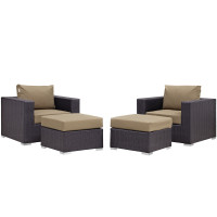 Modway EEI-2202-EXP-MOC-SET Convene 4 Piece Outdoor Patio Sectional Set in Espresso Mocha