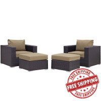 Modway EEI-2202-EXP-MOC-SET Convene 4 Piece Outdoor Patio Sectional Set in Espresso Mocha