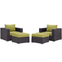 Modway EEI-2202-EXP-PER-SET Convene 4 Piece Outdoor Patio Sectional Set In Espresso Peridot