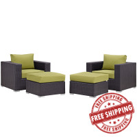 Modway EEI-2202-EXP-PER-SET Convene 4 Piece Outdoor Patio Sectional Set In Espresso Peridot